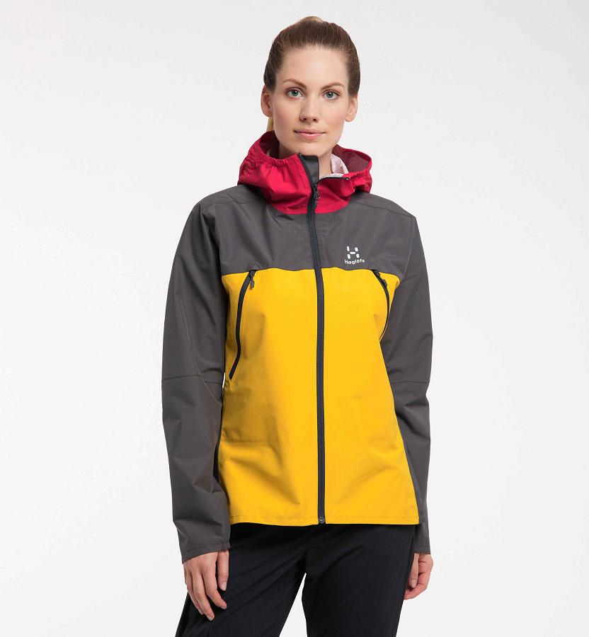 Haglöfs Womens Spira Windbreaker Black Yellow New Zealand 43286EBFP